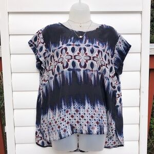 Tianello Navy and White Patterned Blouse